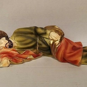 Statue of St. Joseph sleeping of Pope Francis in resin decorated by hand hand hand production
