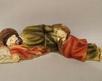 Statue of St. Joseph sleeping of Pope Francis in resin decorated by hand hand hand production