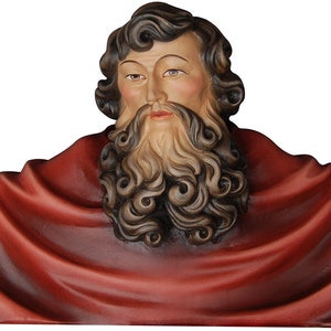 Sculpture statue of God the Father carved in Val Gardena wood and decorated by hand of Italian artisan production