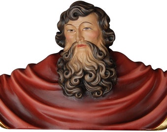Sculpture statue of God the Father carved in Val Gardena wood and decorated by hand of Italian artisan production