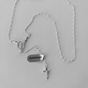 925 silver Miraculous Madonna Rosary with a hook, handcrafted in Italy.