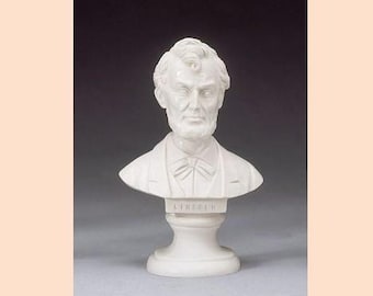 Abraham Lincoln bust sculpture cm 16 (6.29 inches) in alabaster powder, handcrafted, made in Italy