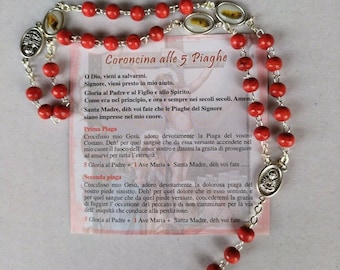 Wooden rosary crown with the Five Wounds cm 30 of Italian artisan production