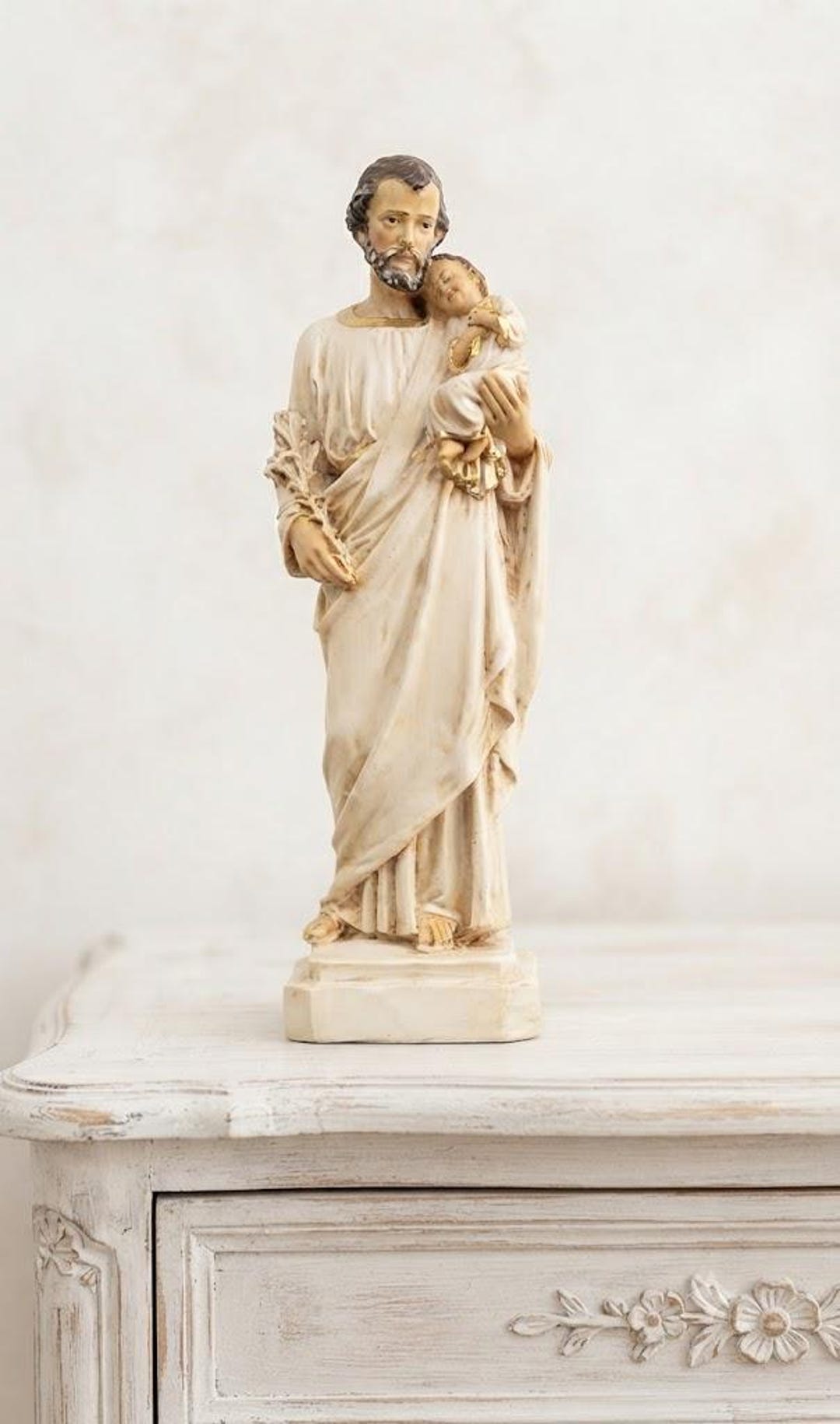 Statue of Saint Joseph 40 Cm (15.74 Inches) in Solid Resin Marble