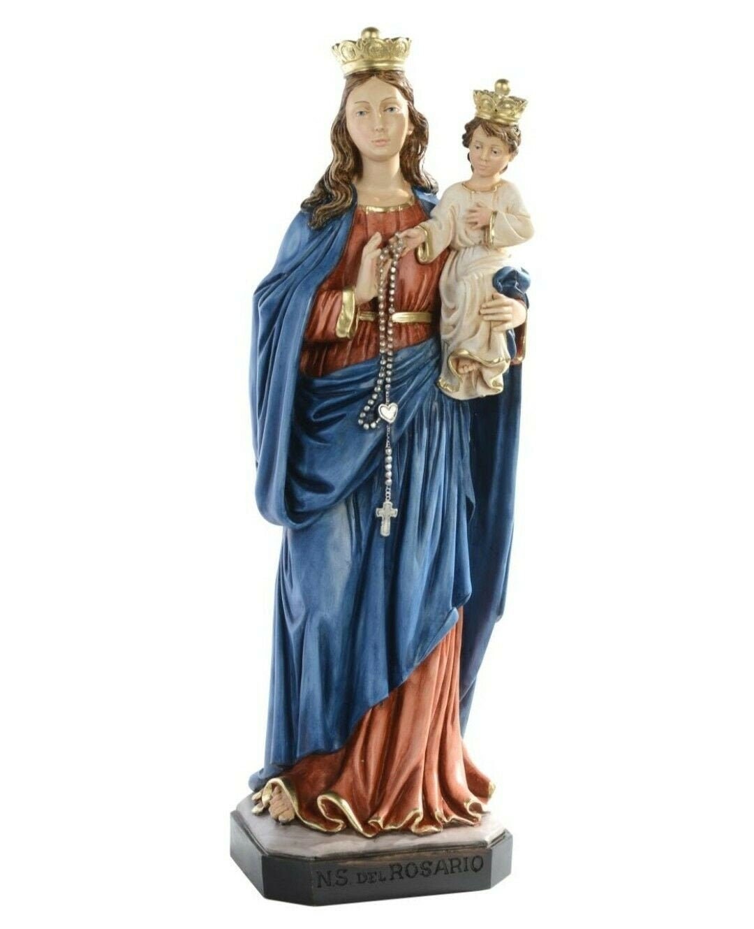 ロザリオの聖母像 57 cm (22.44 インチ)、手装飾された樹脂
