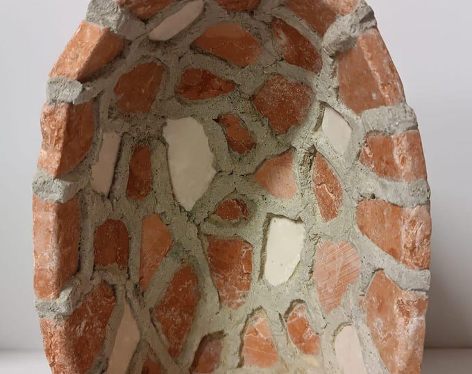 Cave for handcrafted statue in red Verona marble Botticino marble inserts cm 20.5 x 14 of Italian production