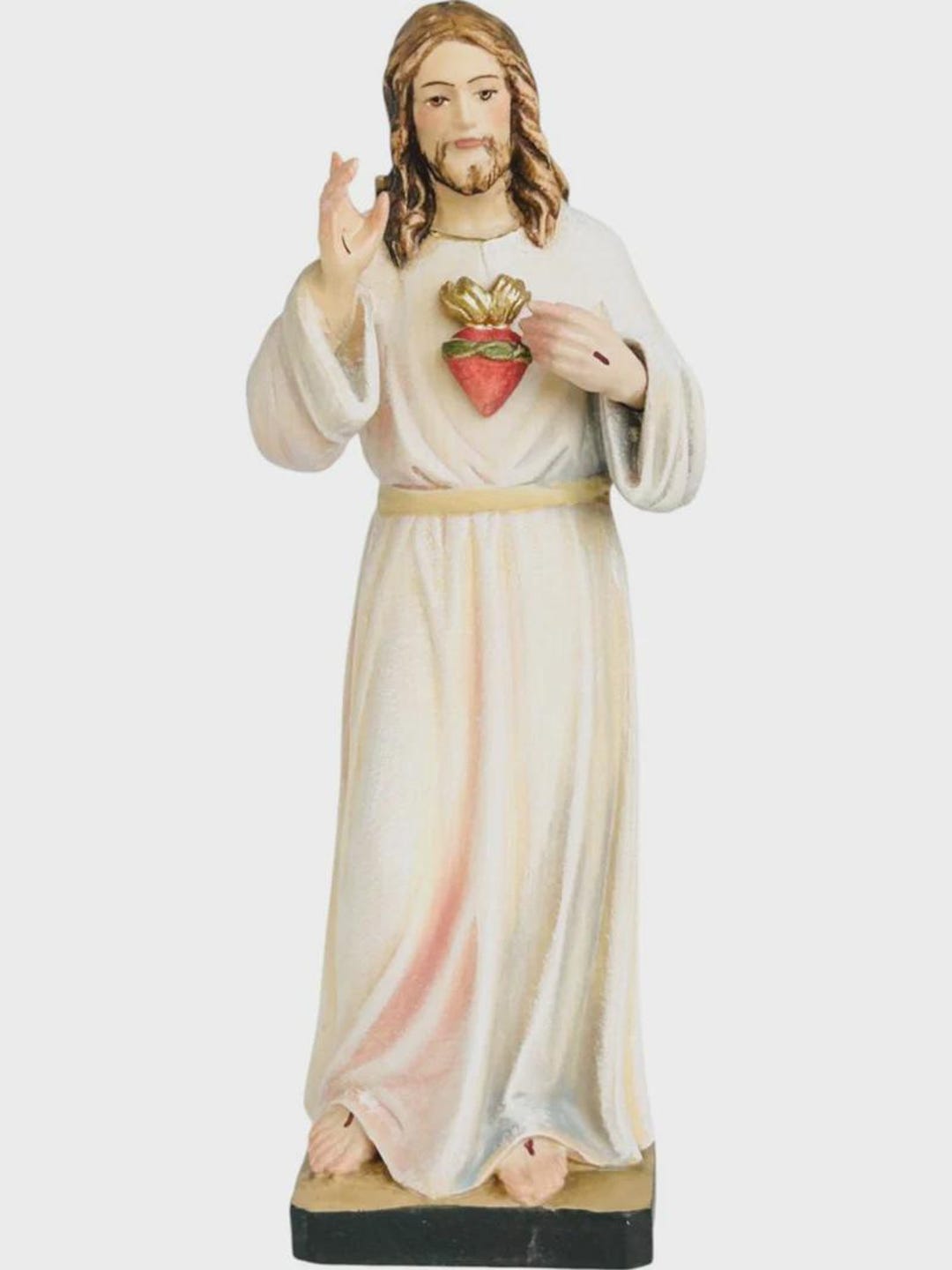 Statue of Jesus Sacred Heart Carved in Valgardena Wood and Hand ...