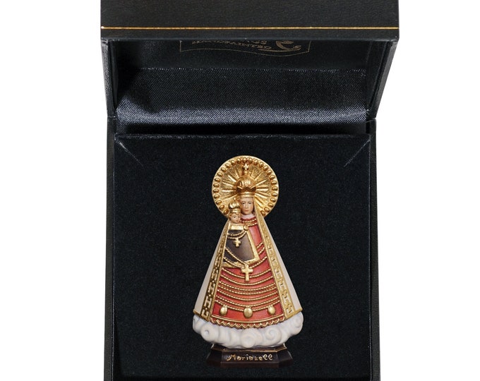 Our Lady of Mariazell statue with deluxe case carved in Val Gardena wood and hand decorated of Italian artisan production