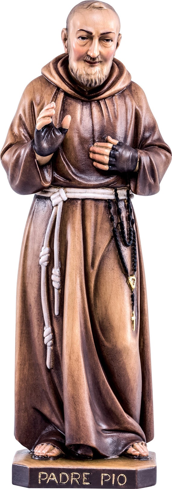 Estatua de San Padre Pío de Pietrelcina tallada en madera de - Etsy España