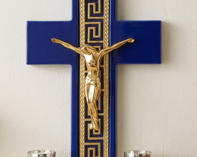Crucifix made of Murano glass, handcrafted in Italy, various sizes available