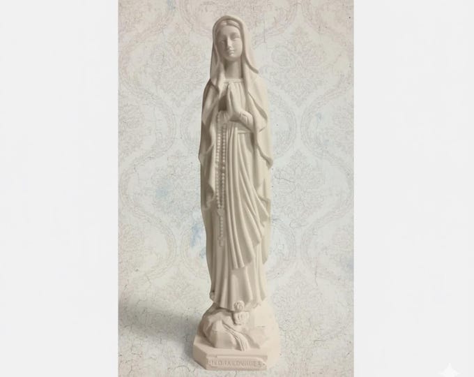 Madonna Lourdes statue 20 cm (7.87 inches) in white resin marble, handcrafted in Italy