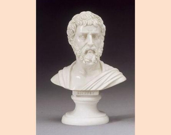 Sophocles bust sculpture cm 16 (6.29 inches) in alabaster powder, handcrafted, made in Italy