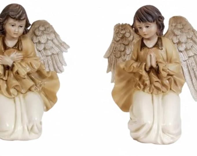 Pair of angels 28 x 24 cm (11.02 x 9.44 inches) in hand-decorated resin, artisanal production