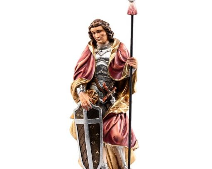Statue of Saint Maurice carved in Valgardena wood and hand-decorated, Italian artisan production, various sizes