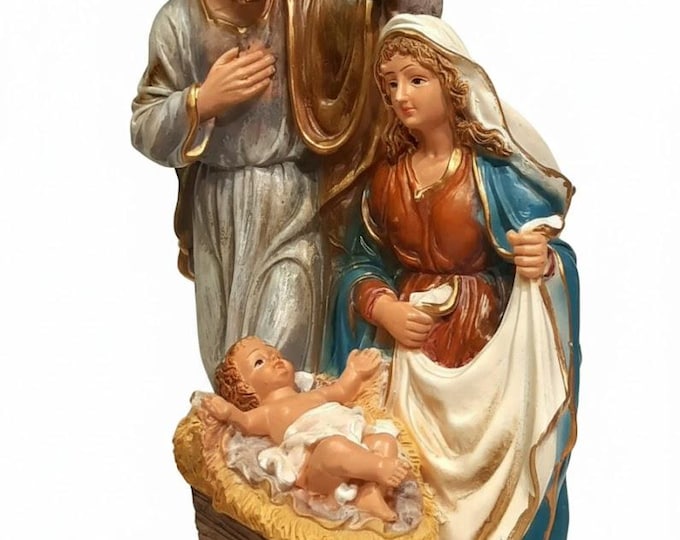 Complete nativity scene 30 cm (11.81 inches) in hand-decorated resin, ideal for both indoors and outdoors