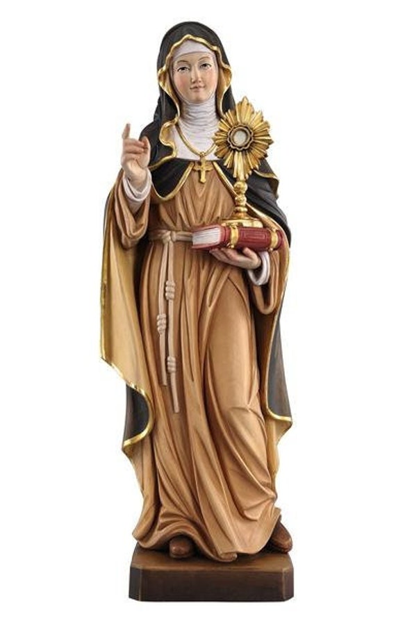 Statue of St. Clare of Assisi Carved in Wood From Valgardena - Etsy