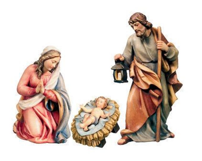 Nativity scene, carved in Valgardena wood, various sizes available, Italian artisan production