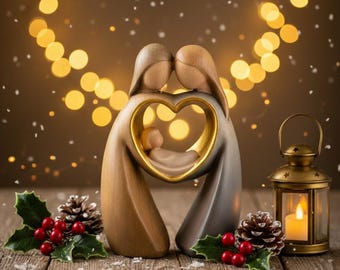 Nativity scene group carved in Valgardena wood, hand-decorated, Holy Family, various sizes, Italian artisan production