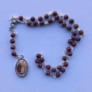 Rosary of Saint Raphael the Archangel, 30 cm (11.81 inches), in wood, with prayer, handcrafted in Italy