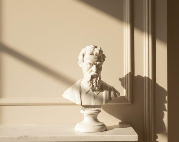 Michelangelo Buonarroti bust sculpture, 16 cm (6.29 inches), made of alabaster powder, handcrafted, made in Italy