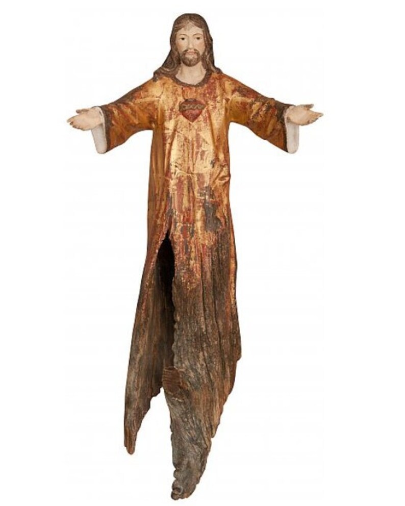 Sacred Heart of Jesus Sculpture Statue, Carved in Hand-decorated ...