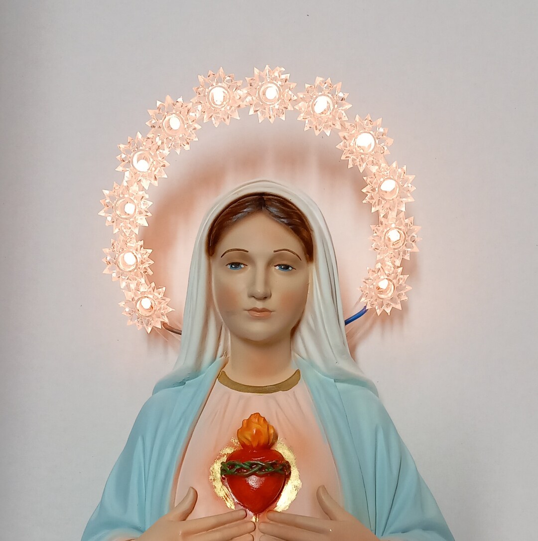 Statue of the Madonna Sacred Heart of Mary Cm 30 (11.81 Inches) Hand ...
