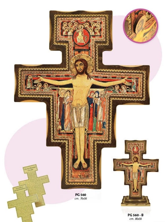 Kreuz Kreuz von San Damiano zum Aufhängen oder Stützen, aus Holz  italienische handwerkliche Produktion in verschiedenen Größen erhältlich -  .de