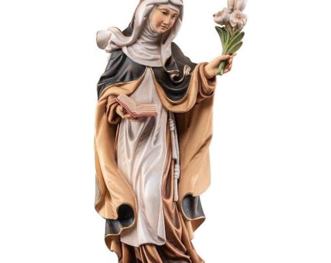 Sculpture of Saint Teresa Benedicta of the Cross (Edith Stein) carved in Valgardena wood, hand-decorated, made in Italy