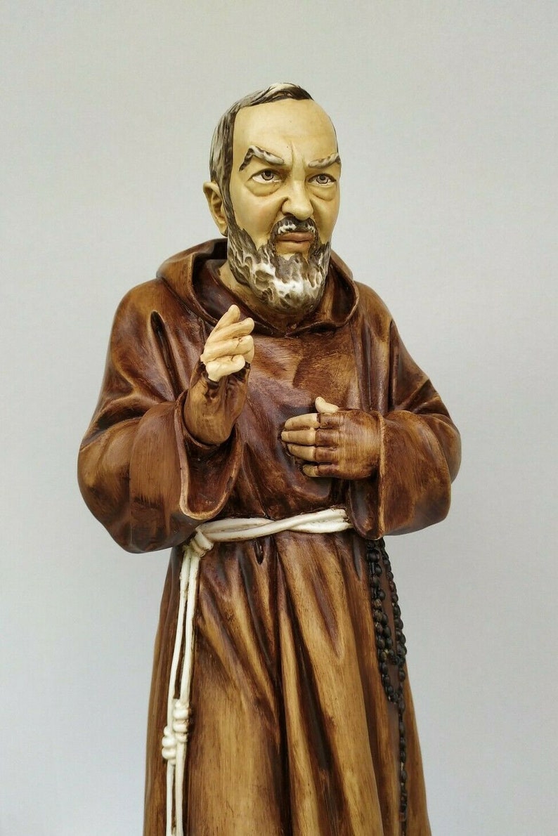 Statue des Heiligen Padre Pio aus Pietrelcina 60 cm 23,62 Zoll aus handverziertem Harzmarmor aus italienischer Handwerksproduktion Bild 7