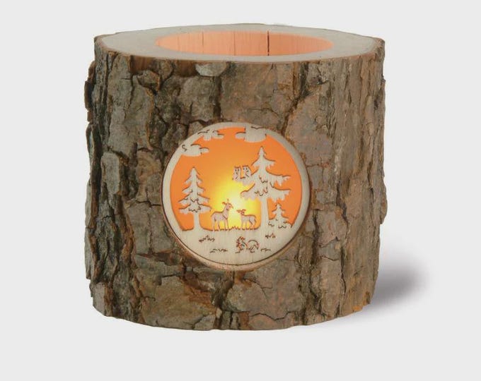 Candle holder lantern 13 cm (5.11 inches) carved in Valgardena wood, unique artistic carving, handcrafted in Italy