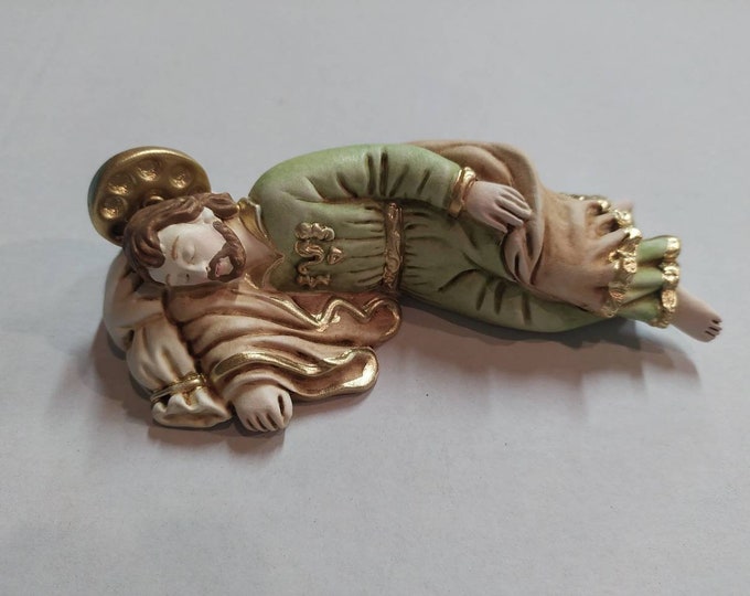 Statue of St. Joseph sleeping cm 13 (5,11 inches) in resin marble decorated love of Italian handicraft production