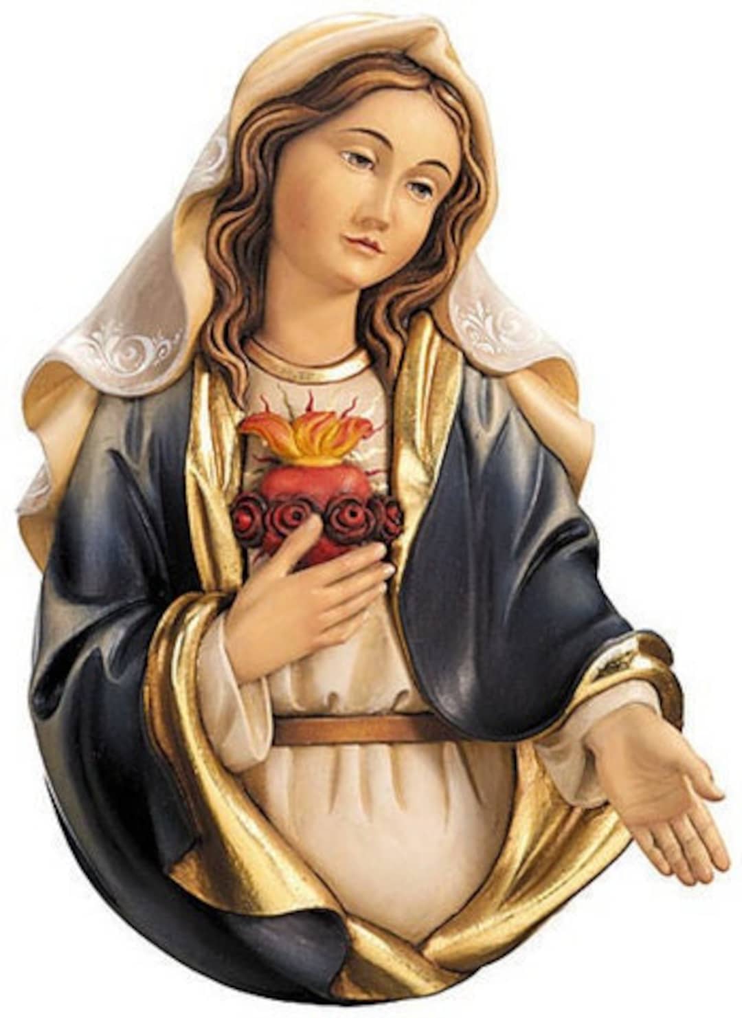 Sculpture of the Sacred Heart of Mary to Hang Carved in Wood From ...