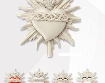 Votive heart, ex voto, grace received, made of hand-decorated resin, 16 cm (6.3 inches) Italian artisan production, various colours