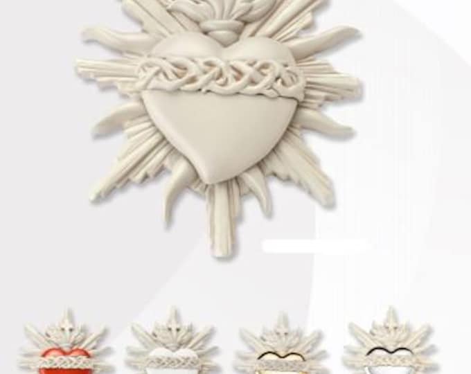 Votive heart, ex voto, grace received, made of hand-decorated resin, 16 cm (6.3 inches) Italian artisan production, various colours