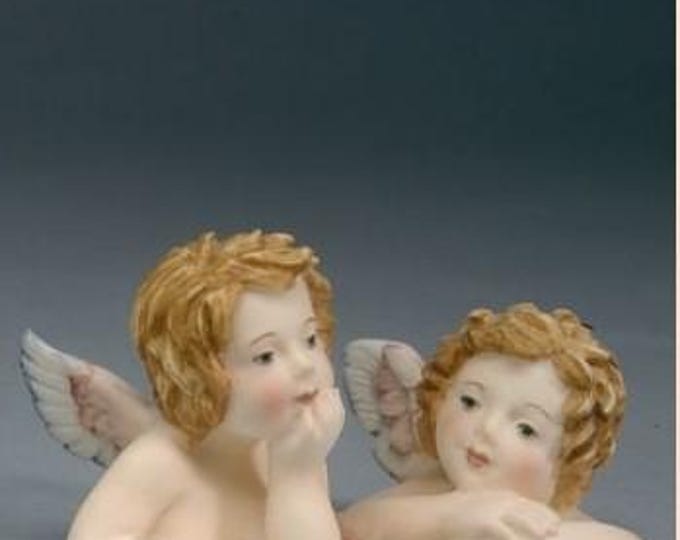 Raphael angel statue cm 13 (5.11 inches) made of alabaster powder, hand decorated, artisanal production, made in Italy