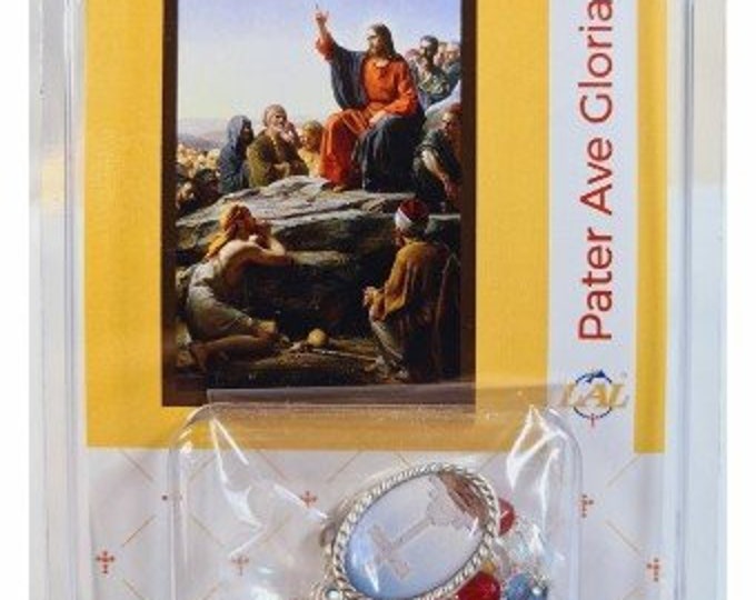 Rosary Pater Ave Gloria cm 22 (8.66 inches) with recitation booklet, handcrafted in Italy