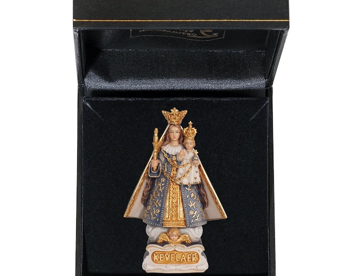 Statue of Our Lady of Kevelaer with deluxe case carved in Valgardena wood decorated by hand of Italian handicraft production