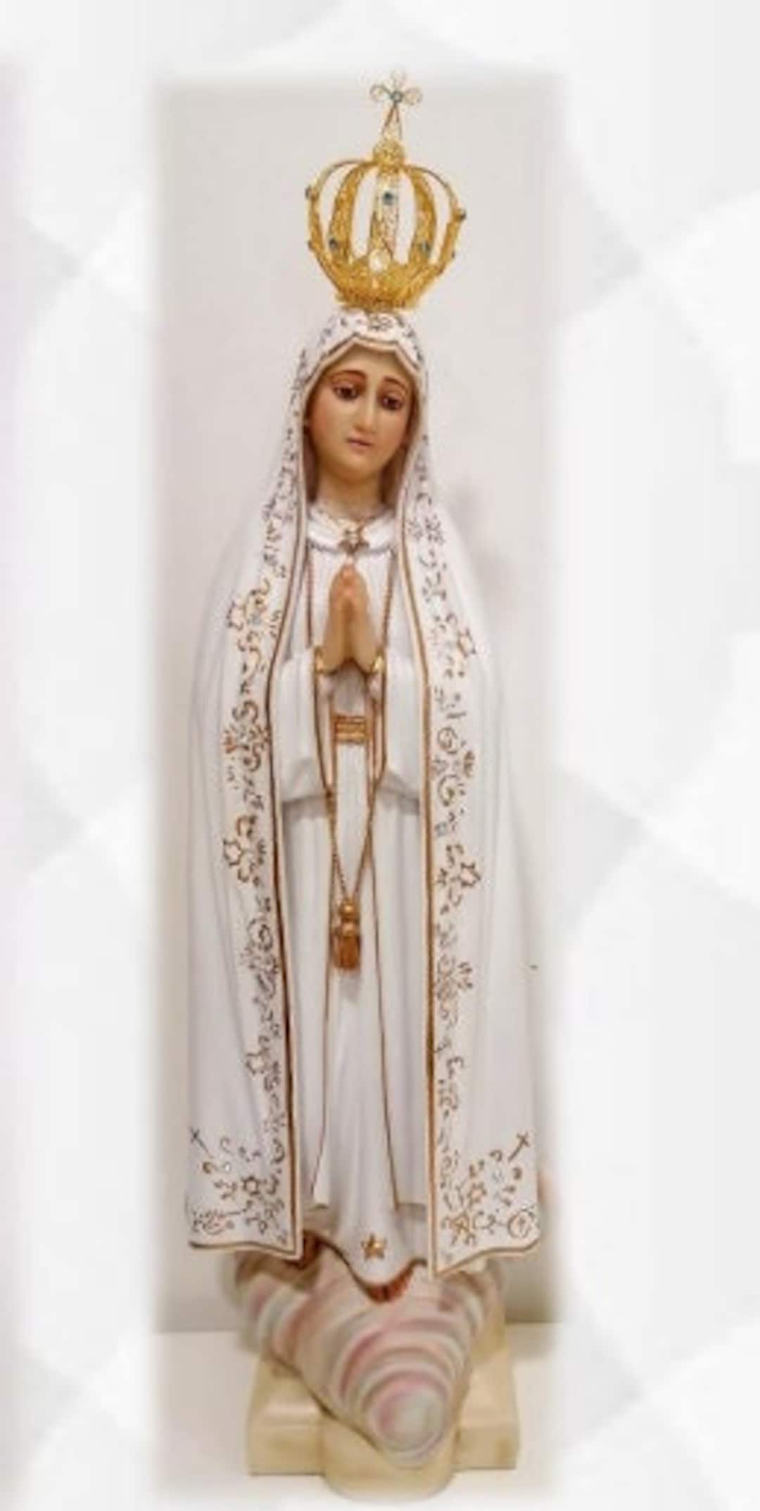 Statua Madonna Di Fatima In Resina - 20 Cm Senza Corona Stella Dorata | Decorazione Religiosa