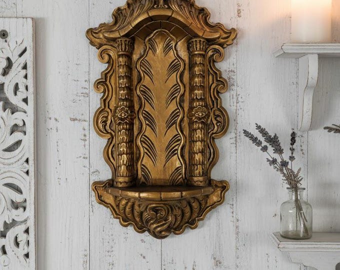 Oratory cm 44 x 26 (17.32 x 10.23 inches) to hang, in marble resin, ideal for statues of cm 20/23 (7.87/9.05 inches) handcrafted