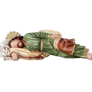 Statue of St. Joseph dormant cm 30 (11.81 inches) by Pope Francis in hand-decorated resin Italian artisan production