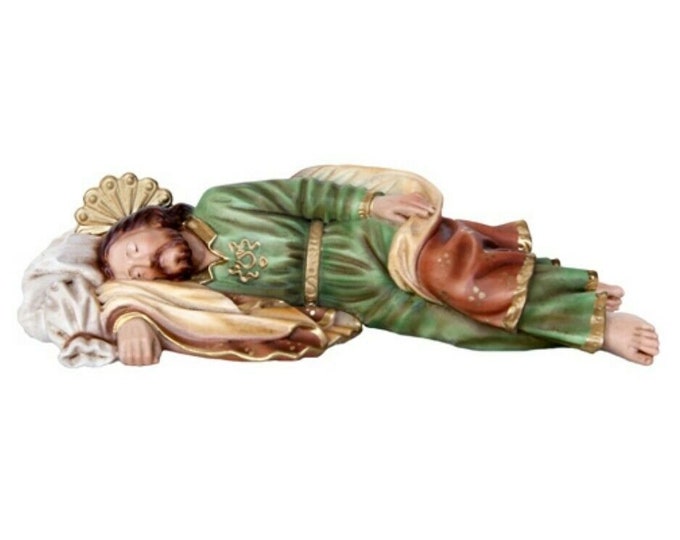 Statue of St. Joseph dormant cm 30 (11.81 inches) by Pope Francis in hand-decorated resin Italian artisan production