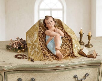 Baby Jesus statue in resin 40 cm (15.74 inches), finely hand-decorated, artisanal production, ideal for both indoor and outdoor use