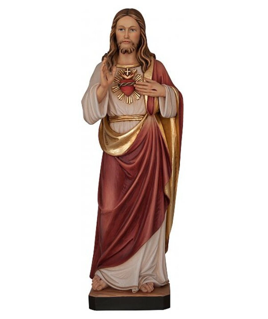 Sacred Heart of Jesus the Savior Statue, Carved in Valgardena Wood and ...