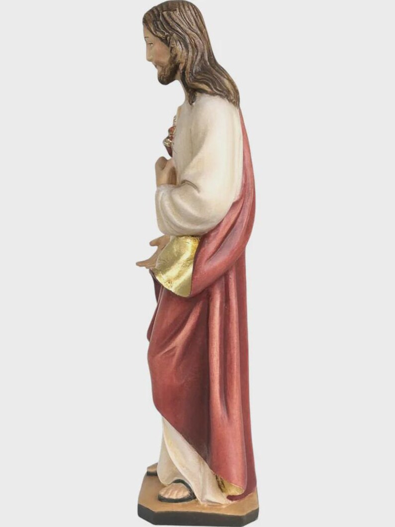 Statue of the Sacred Heart of Jesus Carved in Valgardena Wood, Hand ...