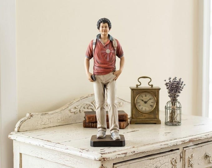 Statue of San Carlo Acutis carved from Valgardena wood, hand-decorated, Italian artisan production, various sizes available