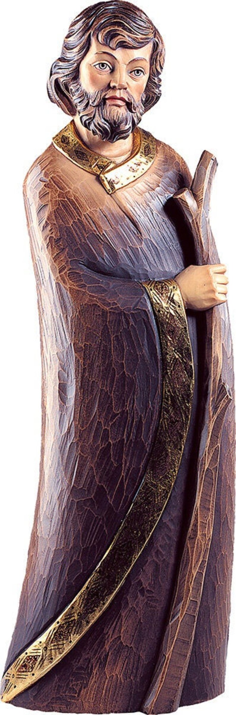 Statue of St. Joseph carved in wood from Valgardena and decorated by hand of Italian artisan production image 1
