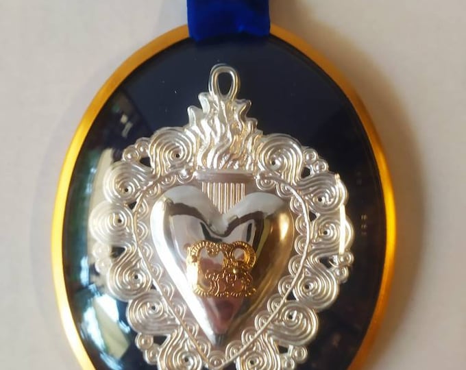 Votive heart ex voto grace received oval cm 10 x 13 (3,93 x 5,11 inches) of Italian craftsmanship