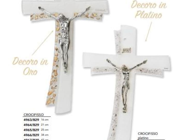Crucifix made entirely of Murano glass, handcrafted in Italy, various colours and sizes available