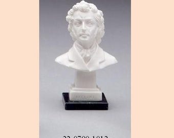 Vincenzo Bellini bust sculpture, 11 cm (4.33 inches), in alabaster powder, marble base, handcrafted, made in Italy