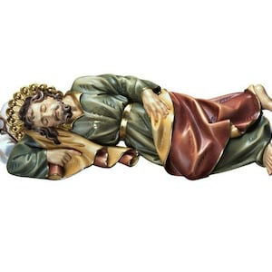 Statue of St. Joseph sleeping carved in Valgardena wood and hand decorated, Italian artisan production